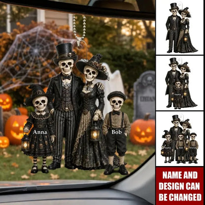 Gothic Skeleton Family - Personalized Acrylic Car Ornament