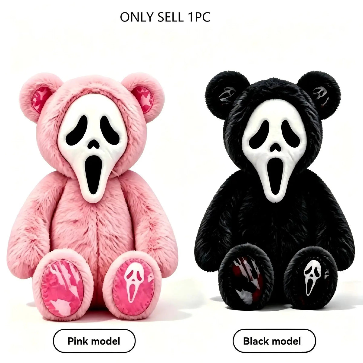 Spooky Ghost Bear Plush – Soft & Fluffy Halloween Stuffed Toy, Creepy-Cute Decor & Gift