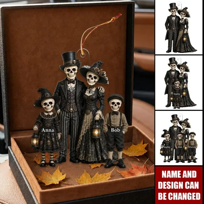 Gothic Skeleton Family - Personalized Acrylic Car Ornament