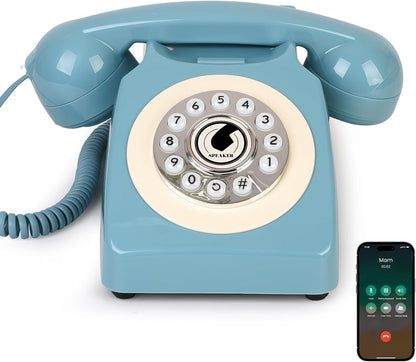Retro Bluetooth Home Phone with Handset & Speakerphone – Classic Desk Telephone with USB Rechargeable Battery