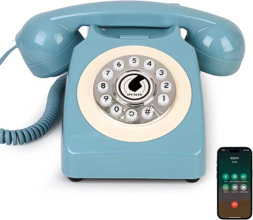 Retro Bluetooth Home Phone with Handset & Speakerphone – Classic Desk Telephone with USB Rechargeable Battery