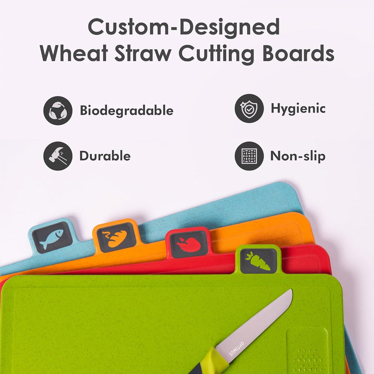 Color‑Coded Cutting Board & Knife Set, Detachable Washable Storage Holder, All‑in‑One Kitchen Prep Cutting Boards with Knives for Home Cooking