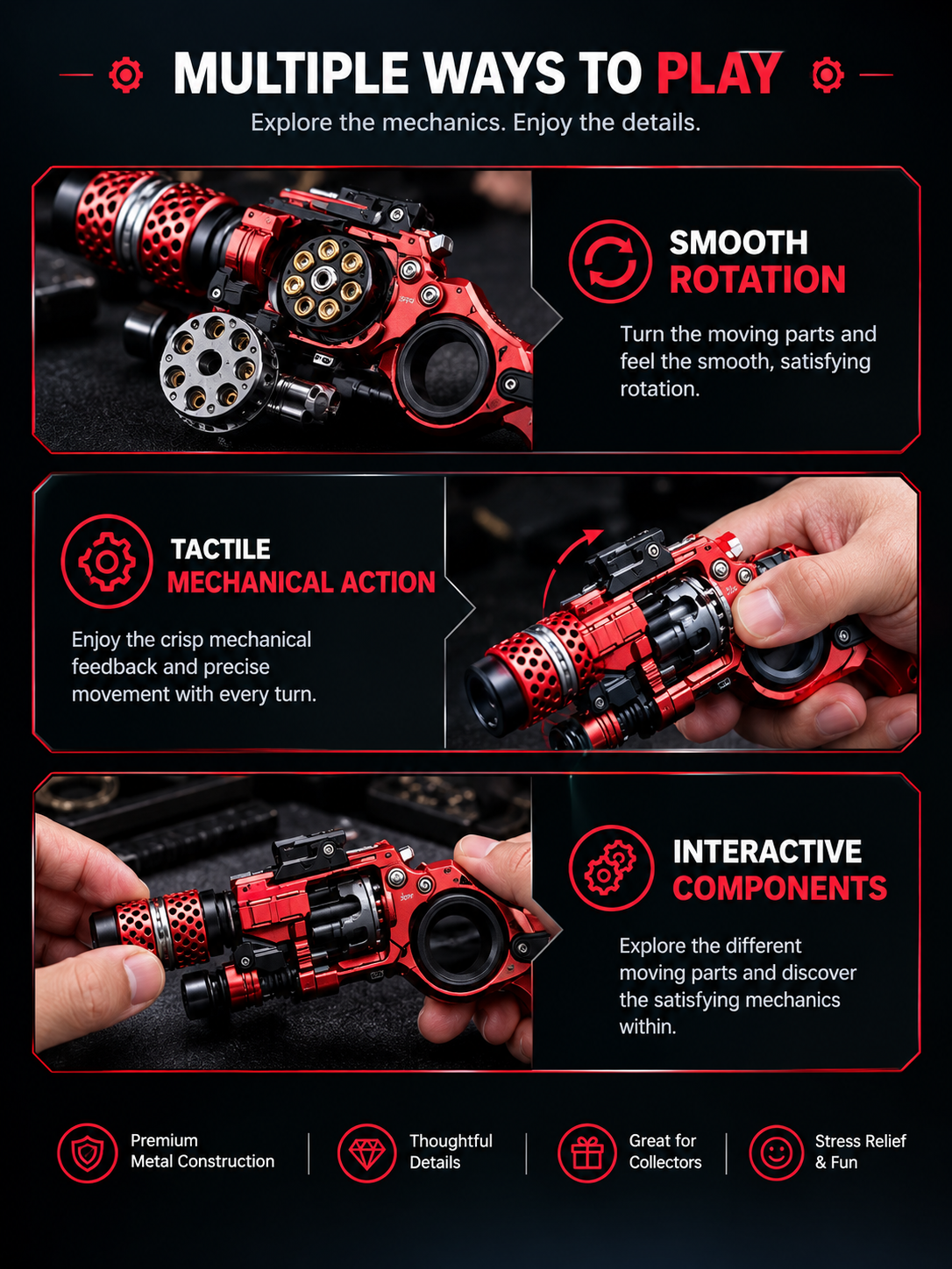 CNC Metal Mechanical Fidget Toy – Interactive Stress Relief Desk Collectible