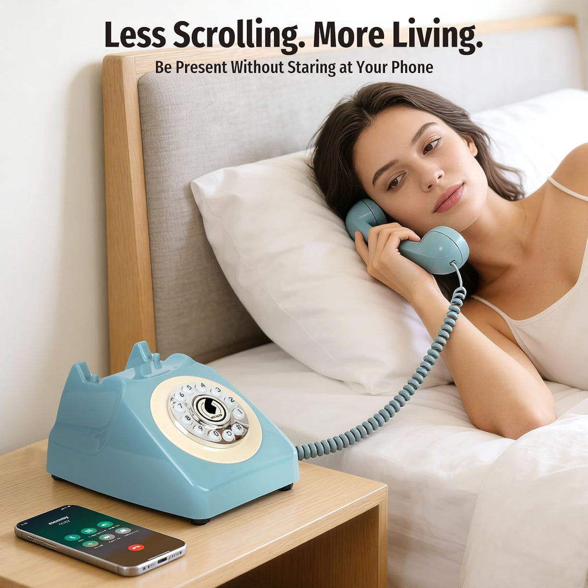Retro Bluetooth Home Phone with Handset & Speakerphone – Classic Desk Telephone with USB Rechargeable Battery