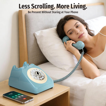 Retro Bluetooth Home Phone with Handset & Speakerphone – Classic Desk Telephone with USB Rechargeable Battery