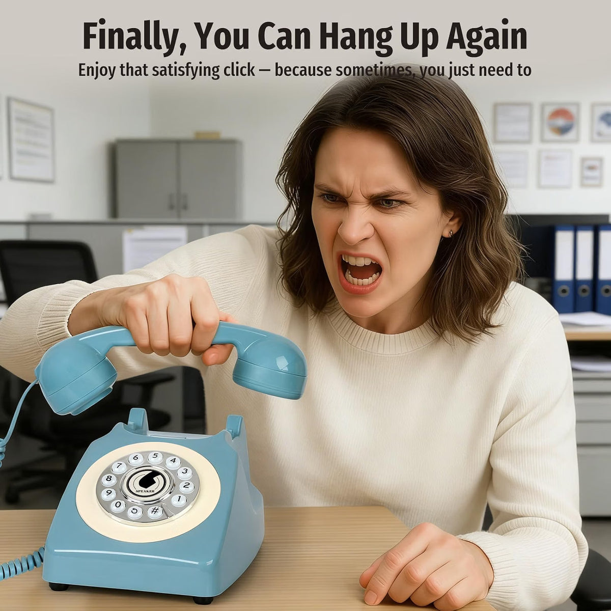 Retro Bluetooth Home Phone with Handset & Speakerphone – Classic Desk Telephone with USB Rechargeable Battery