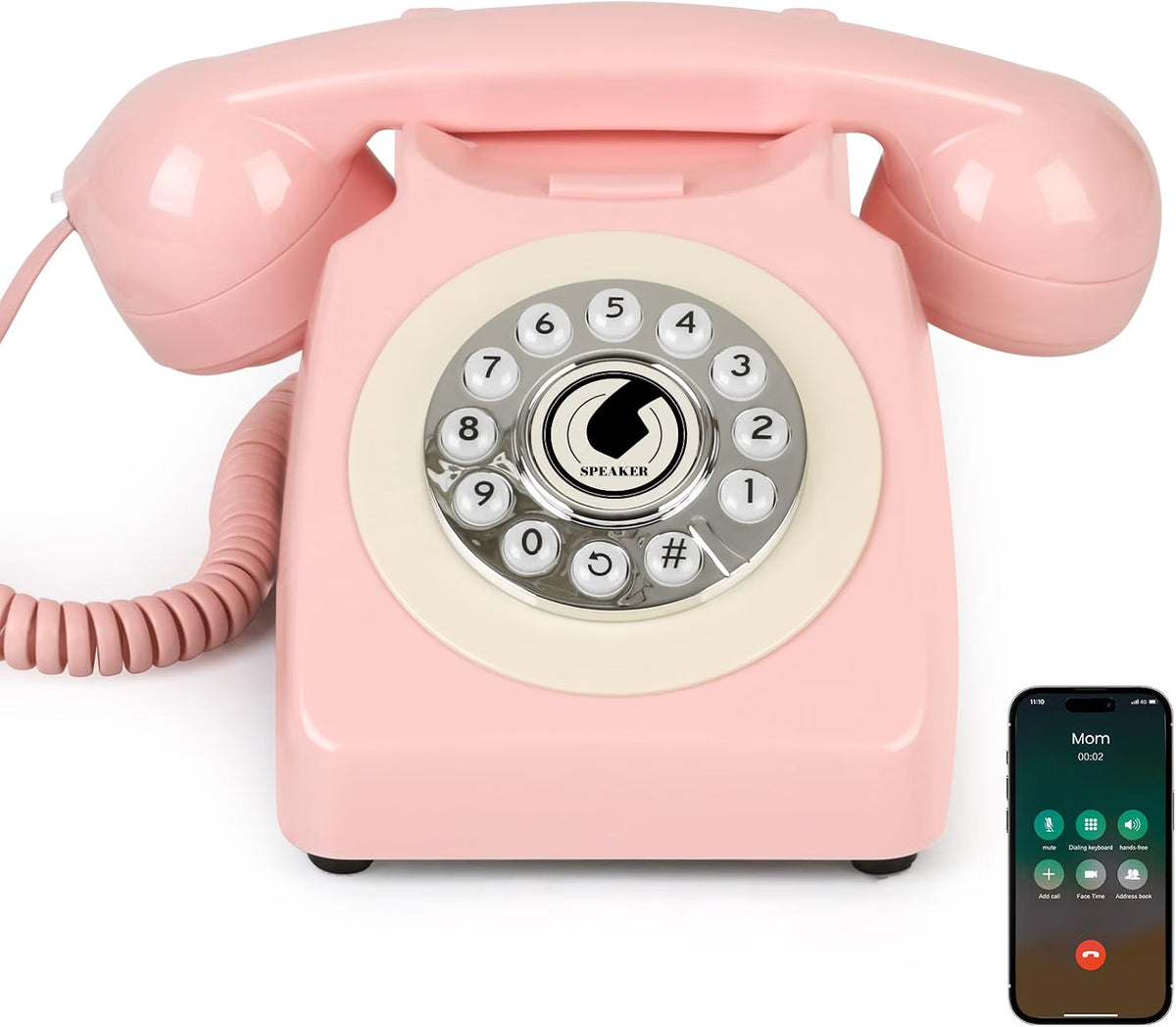 Retro Bluetooth Home Phone with Handset & Speakerphone – Classic Desk Telephone with USB Rechargeable Battery