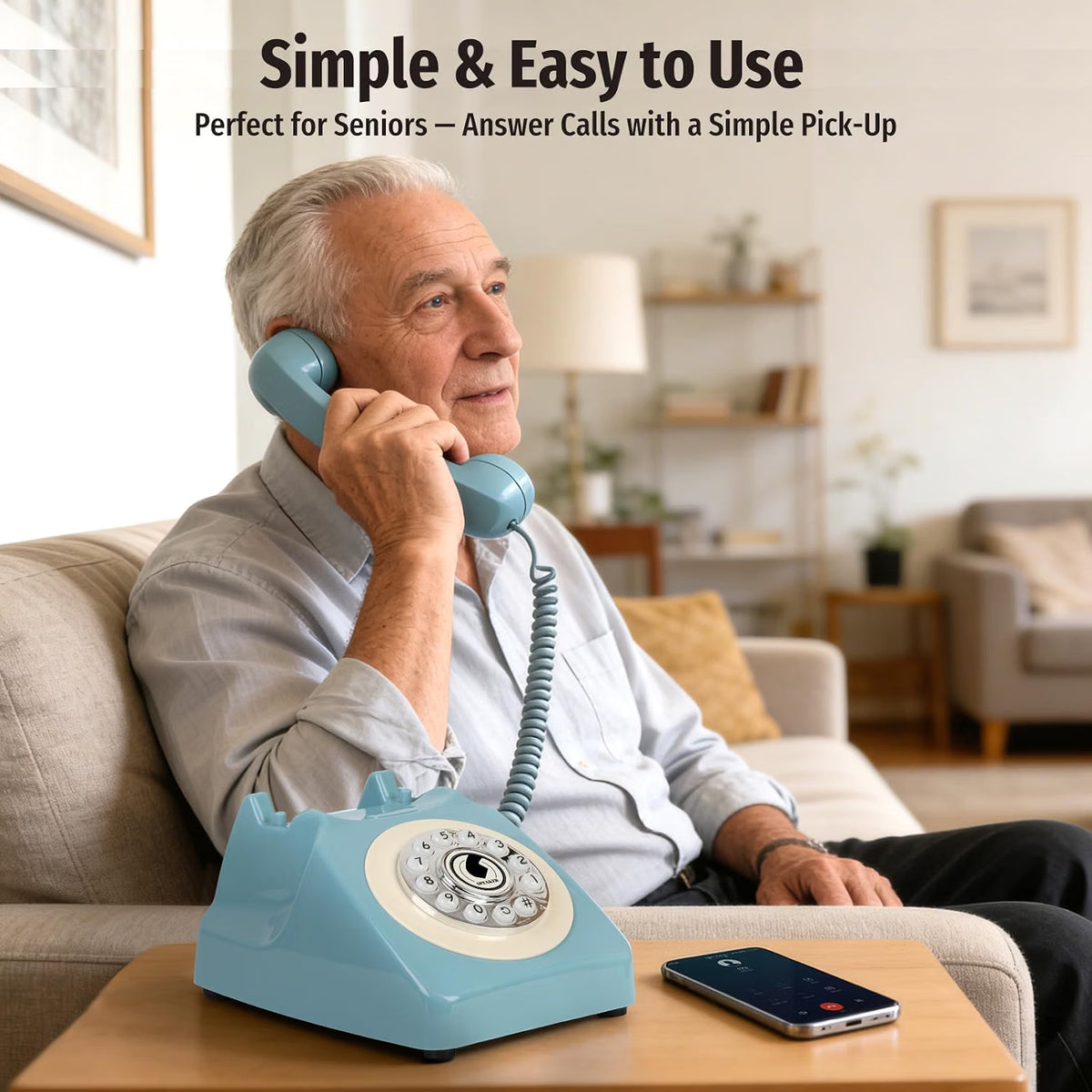 Retro Bluetooth Home Phone with Handset & Speakerphone – Classic Desk Telephone with USB Rechargeable Battery