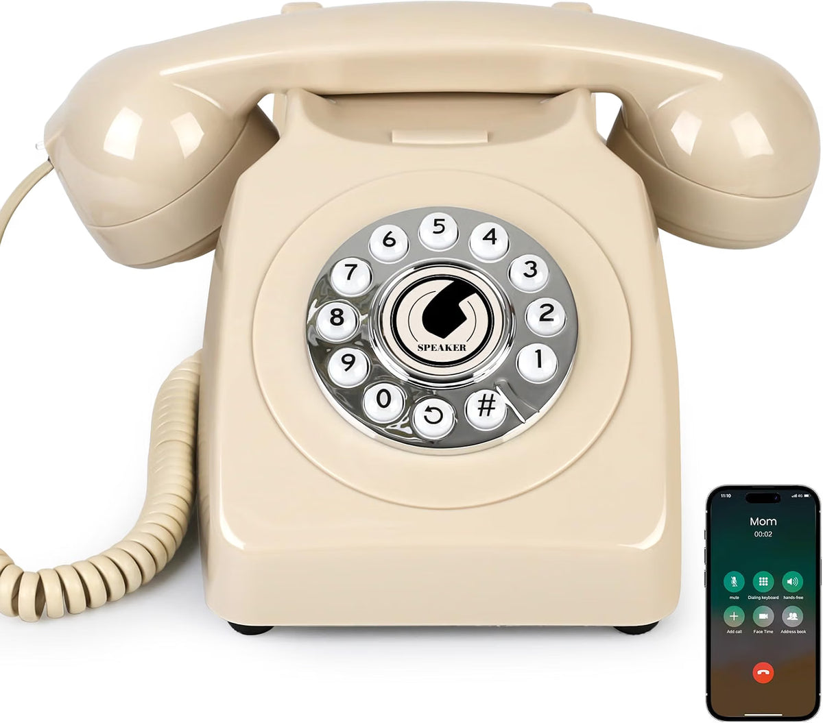 Retro Bluetooth Home Phone with Handset & Speakerphone – Classic Desk Telephone with USB Rechargeable Battery