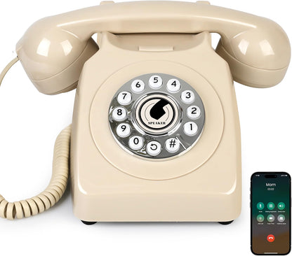 Retro Bluetooth Home Phone with Handset & Speakerphone – Classic Desk Telephone with USB Rechargeable Battery