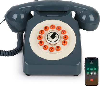 Retro Bluetooth Home Phone with Handset & Speakerphone – Classic Desk Telephone with USB Rechargeable Battery