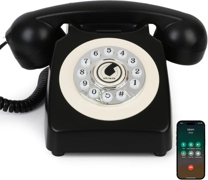 Retro Bluetooth Home Phone with Handset & Speakerphone – Classic Desk Telephone with USB Rechargeable Battery
